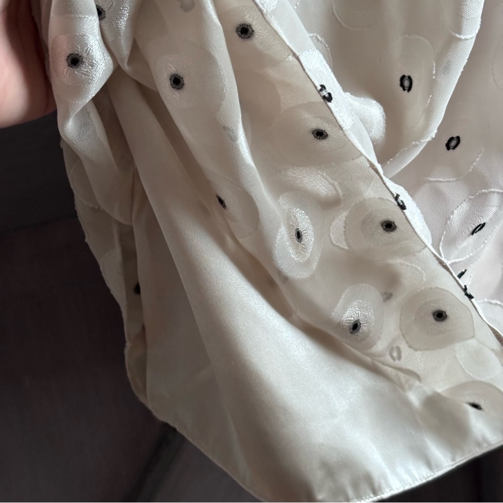Adrianna Papell Black and Ivory Swiss Dot A Line Dress Braided Size 6 - Picture 13 of 13
